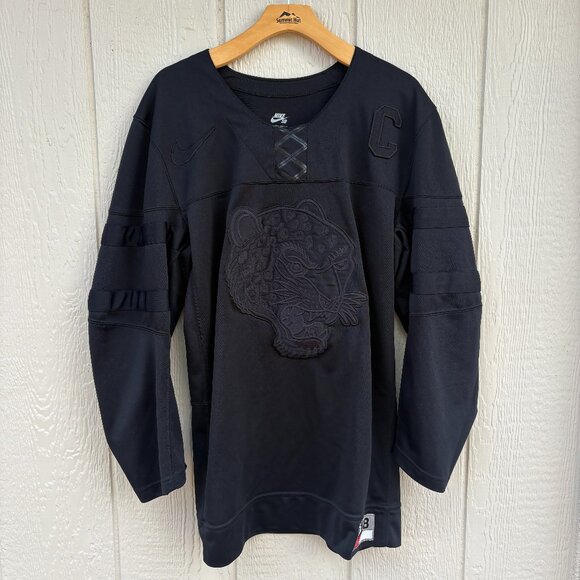 Nike SB x Brian Anderson Hockey Jersey Adult Medium Black Embroidered Jaguar - Picture 1 of 10